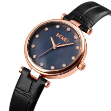 SKMEI 1777 nuevo diseño reloj de cuarzo reloj analógico de cuero reloj minimalista para mujer